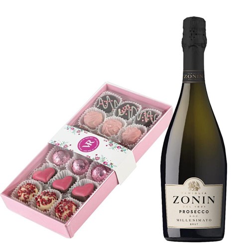 Zonin Prosecco Brut Millesimato DOC and Lindt Lindor Gold Bunny & Milk Chocolate Easter Egg 115G